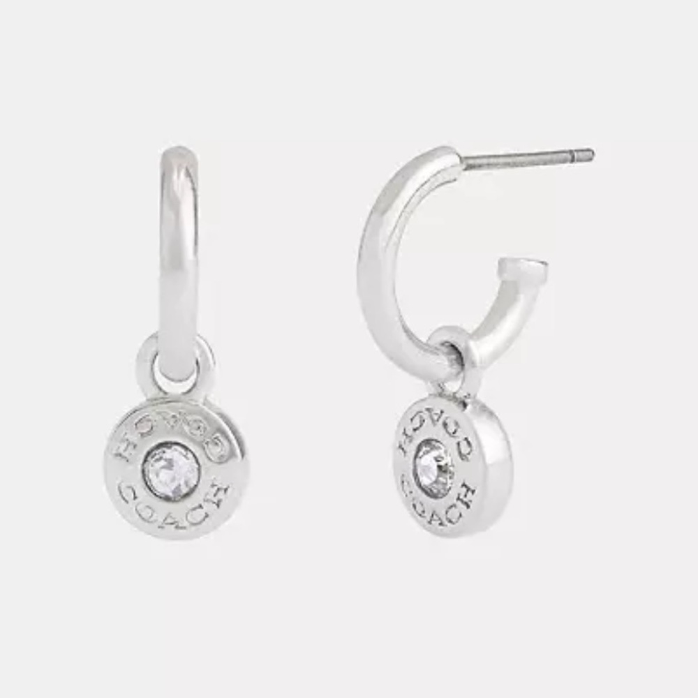 Coach Open Circle Drop Huggie Earrings nwt in packaging